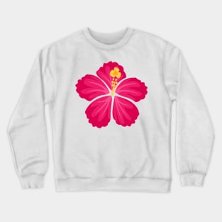 Pink Hand Drawn Hibiscus Flower Crewneck Sweatshirt